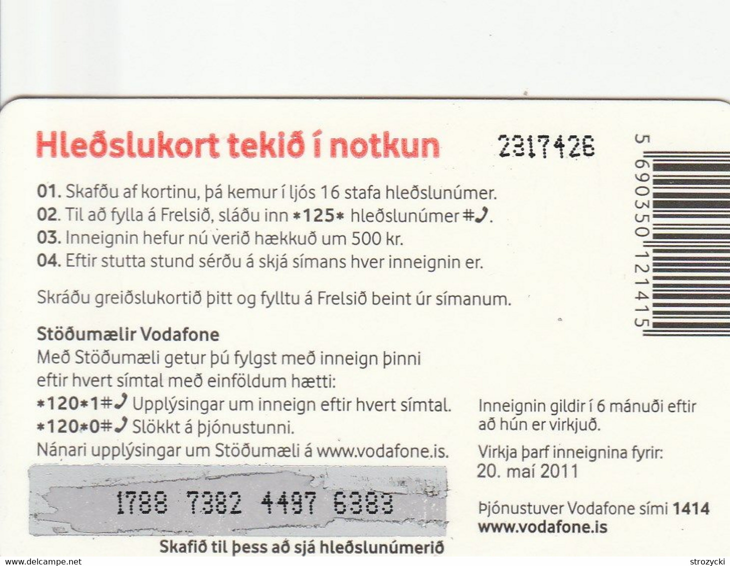 Iceland - Vodafone - 500 Kr (20.05.2011) - Islanda