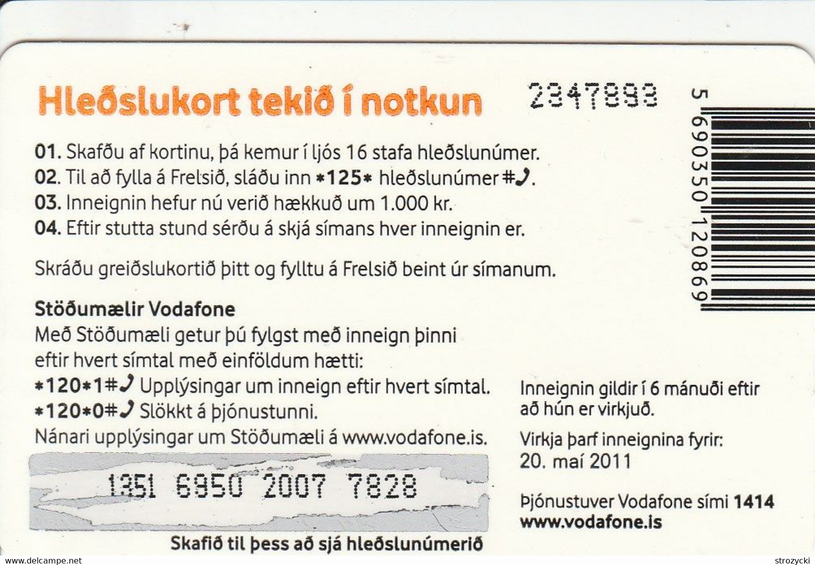 Iceland - Vodafone - 1000 Kr (20.05.2011) - Iceland