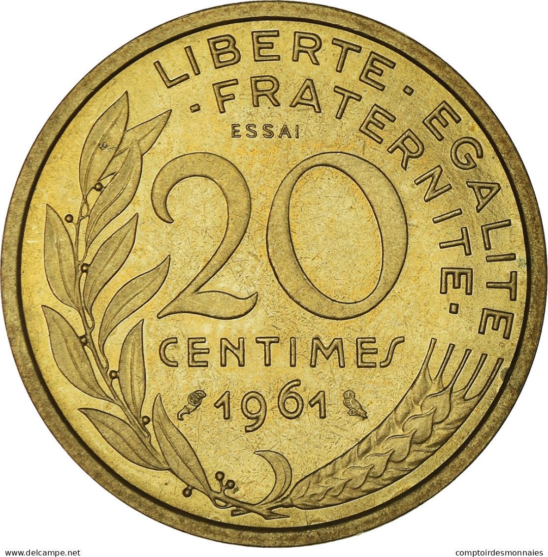 Monnaie, France, 20 Centimes, 1961, Paris, SPL+, Aluminium-Bronze, Gadoury:328 - Essais, Piéforts, épreuves & Flans Brunis