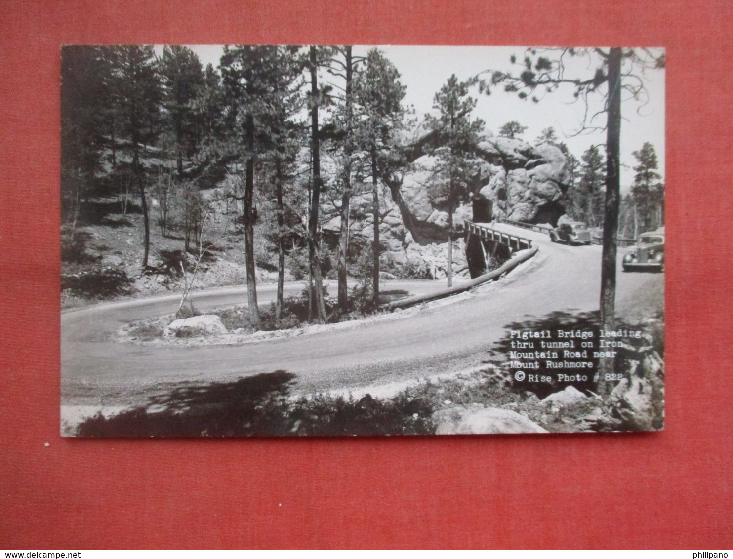 RPPC.Pigtail Bridge Mount Rushmore Backround Rise Photo >       Ref 5370 - Mount Rushmore