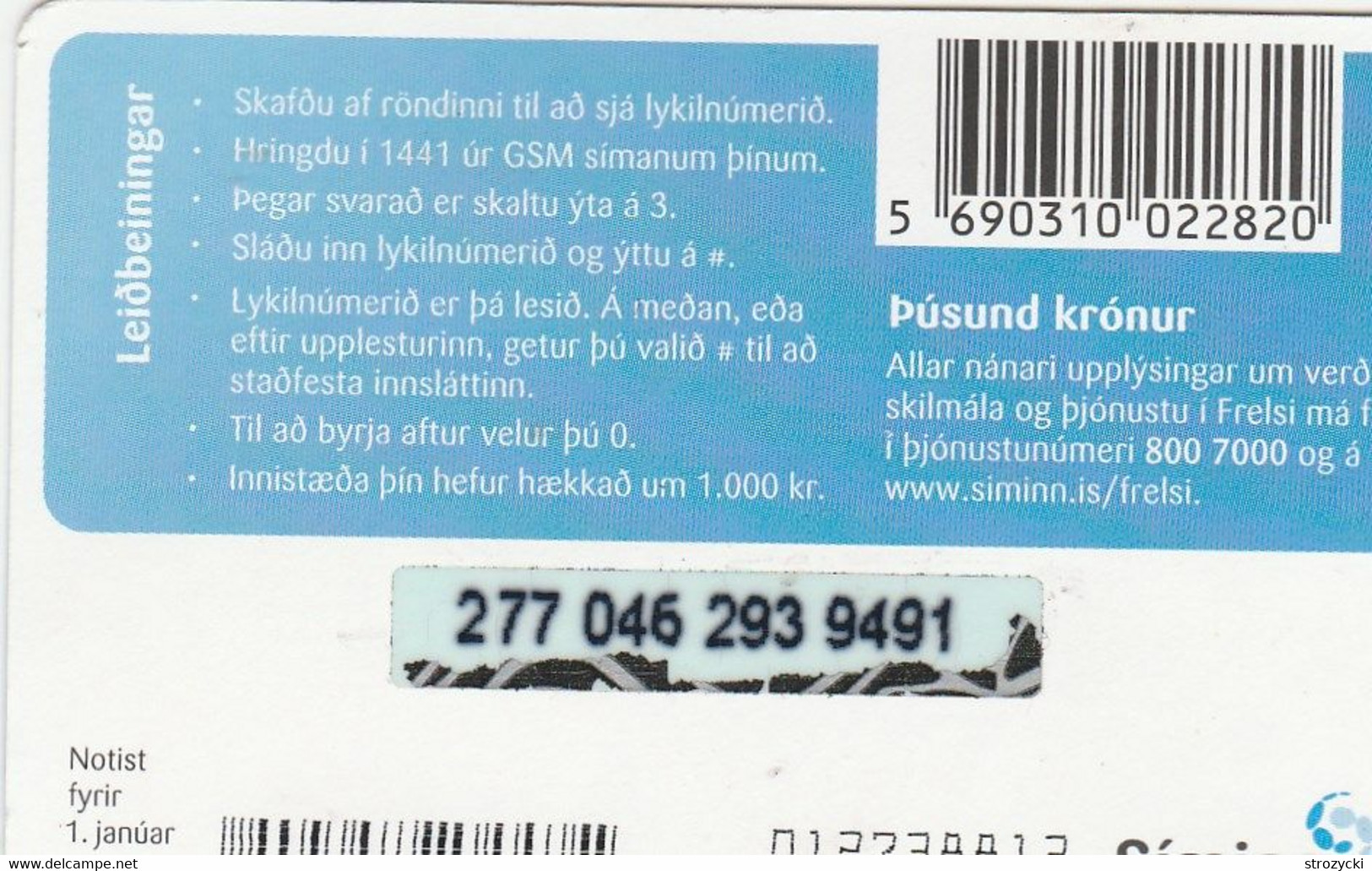 Iceland - Siminn -  Blue 1000kr (01.01.2013) - Iceland