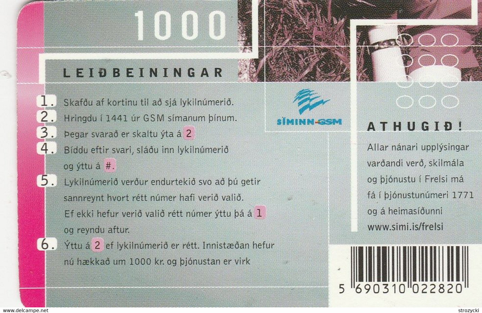 Iceland - Siminn -  Frelsi 1000kr - Island