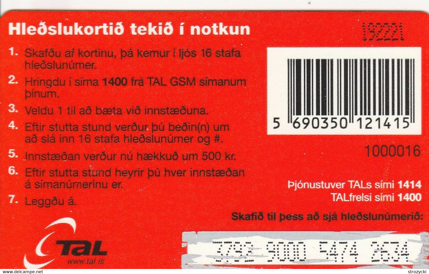 Iceland - TAL -  Frelsi 500kr - Islandia