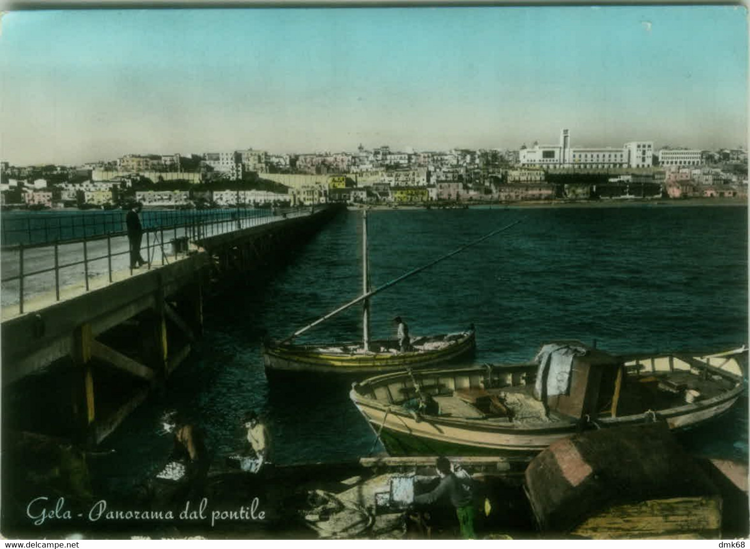 GELA ( CALTANISETTA ) PANORAMA DAL PONTILE - EDIZIONE SANTI VENTURA - SPEDITA 1958 (9133) - Gela