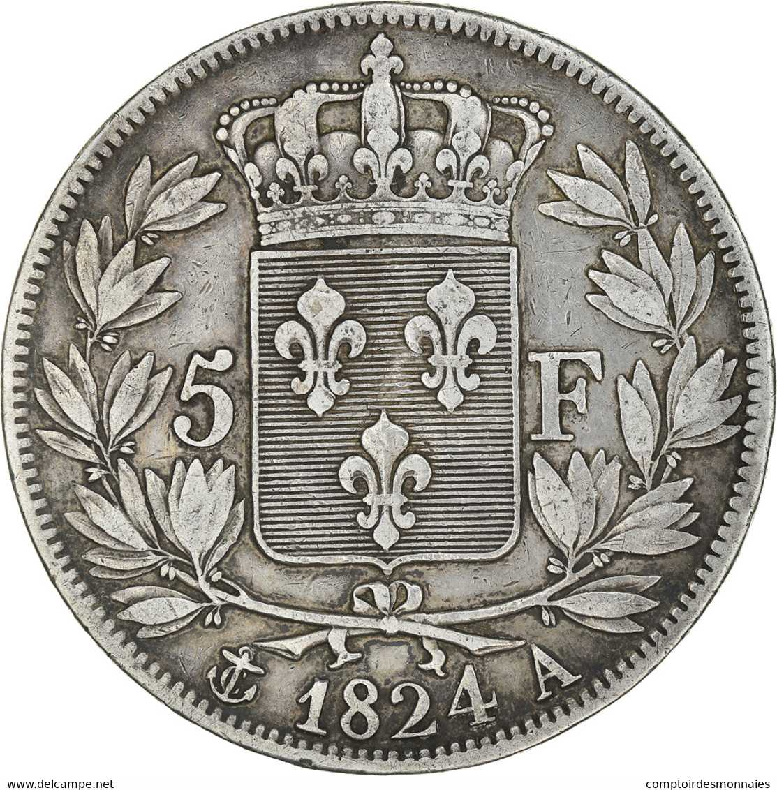 Monnaie, France, Louis XVIII, Louis XVIII, 5 Francs, 1824, Paris, TTB, Argent - 5 Francs