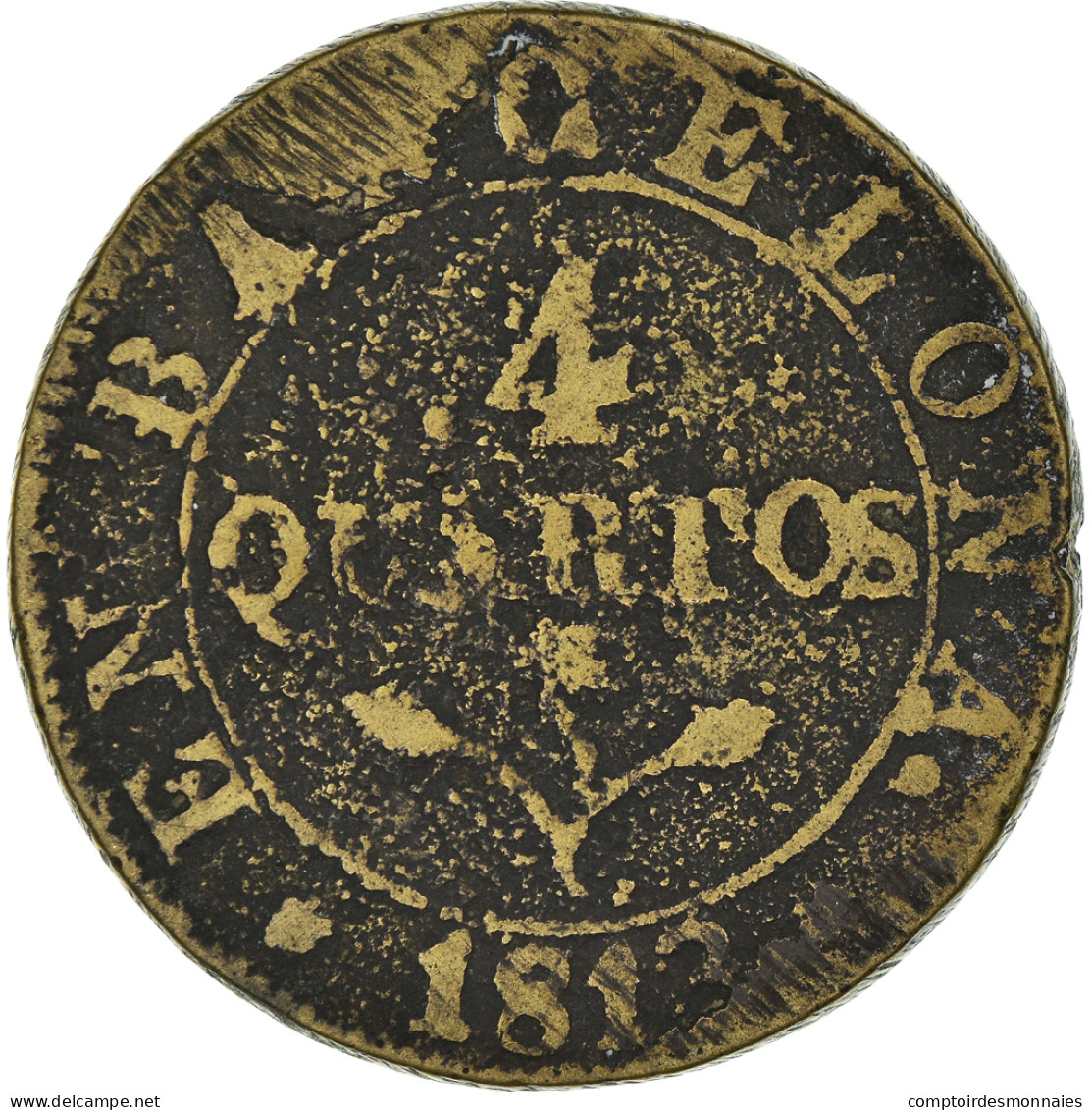 Monnaie, Espagne, BARCELONA, Joseph (Jose) Napolean, 4 Quartos, 1813, Barcelona - Monedas Provinciales