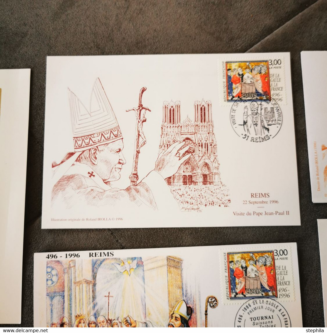 ⭐ Collector !!! FRANCE Lot 10 FDC Clovis Gaulle Visite Pape Jean-Paul II 1996 REIMS 1er Jour - Collection Timbre Poste ⭐ - 1990-1999