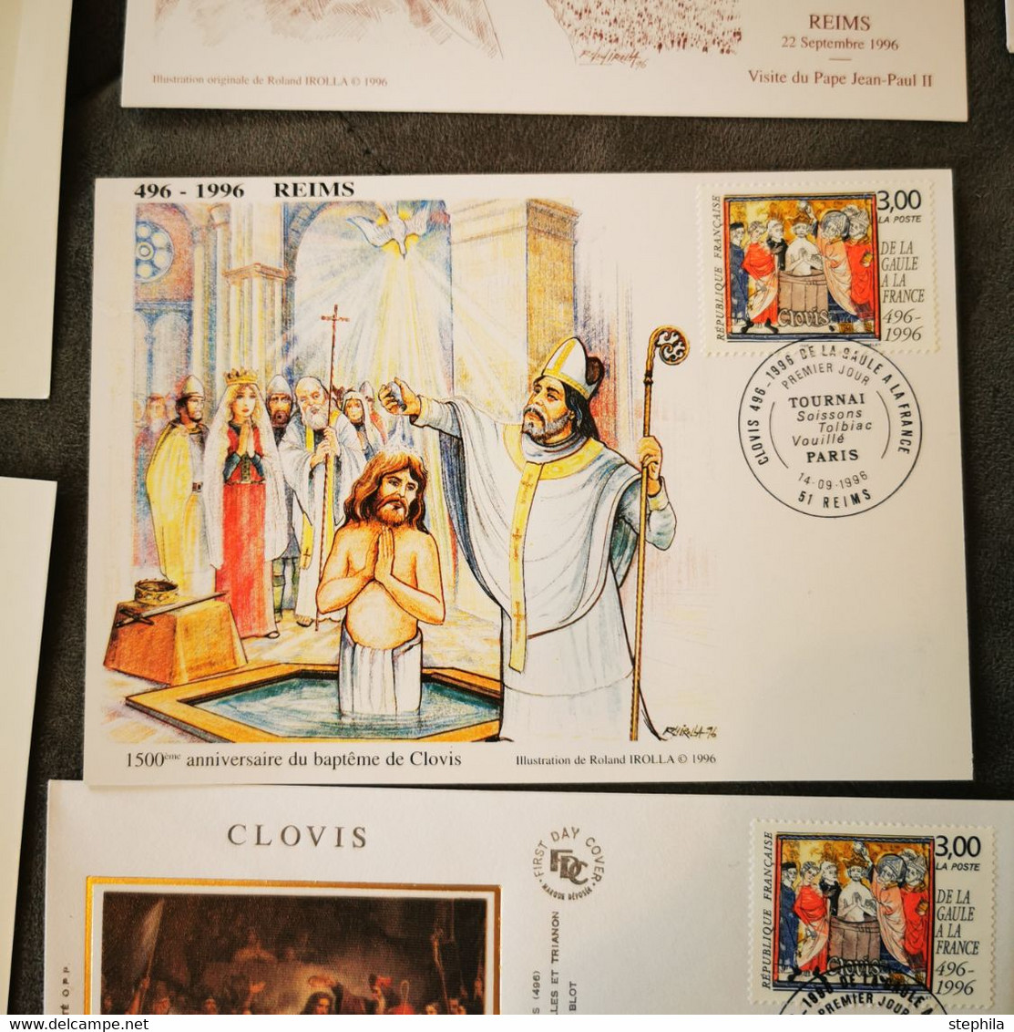⭐ Collector !!! FRANCE Lot 10 FDC Clovis Gaulle Visite Pape Jean-Paul II 1996 REIMS 1er Jour - Collection Timbre Poste ⭐ - 1990-1999