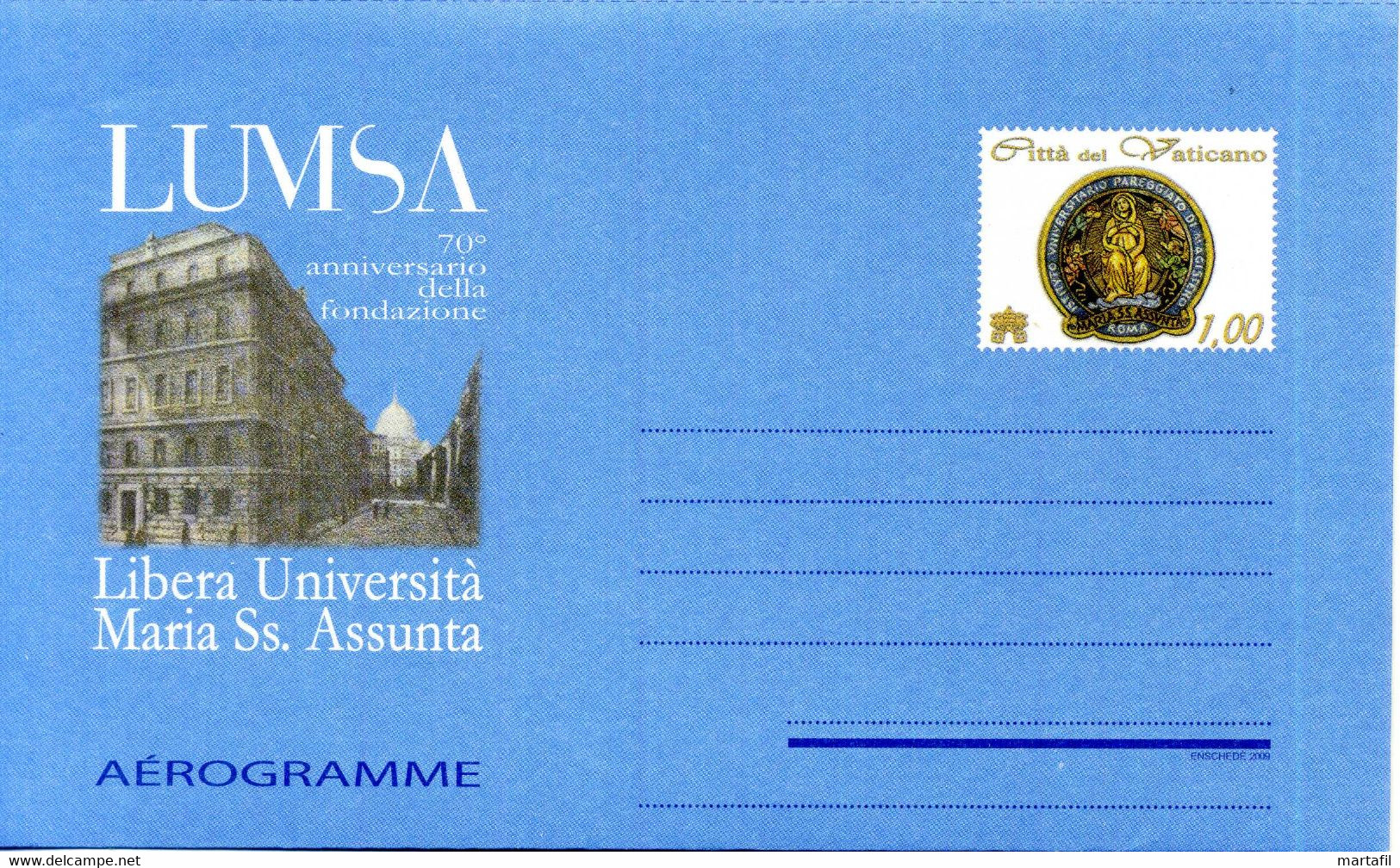 2009 VATICANO Interi Postali A47 Aerogramma NUOVO - Entiers Postaux