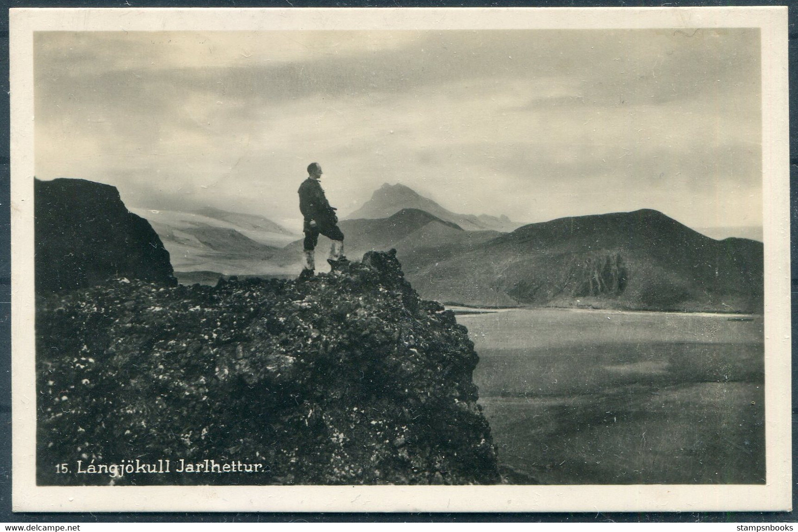1929 Iceland 20 Aur View, Langjökull Jarlhettur Postcard Reykjavik - London England - Lettres & Documents