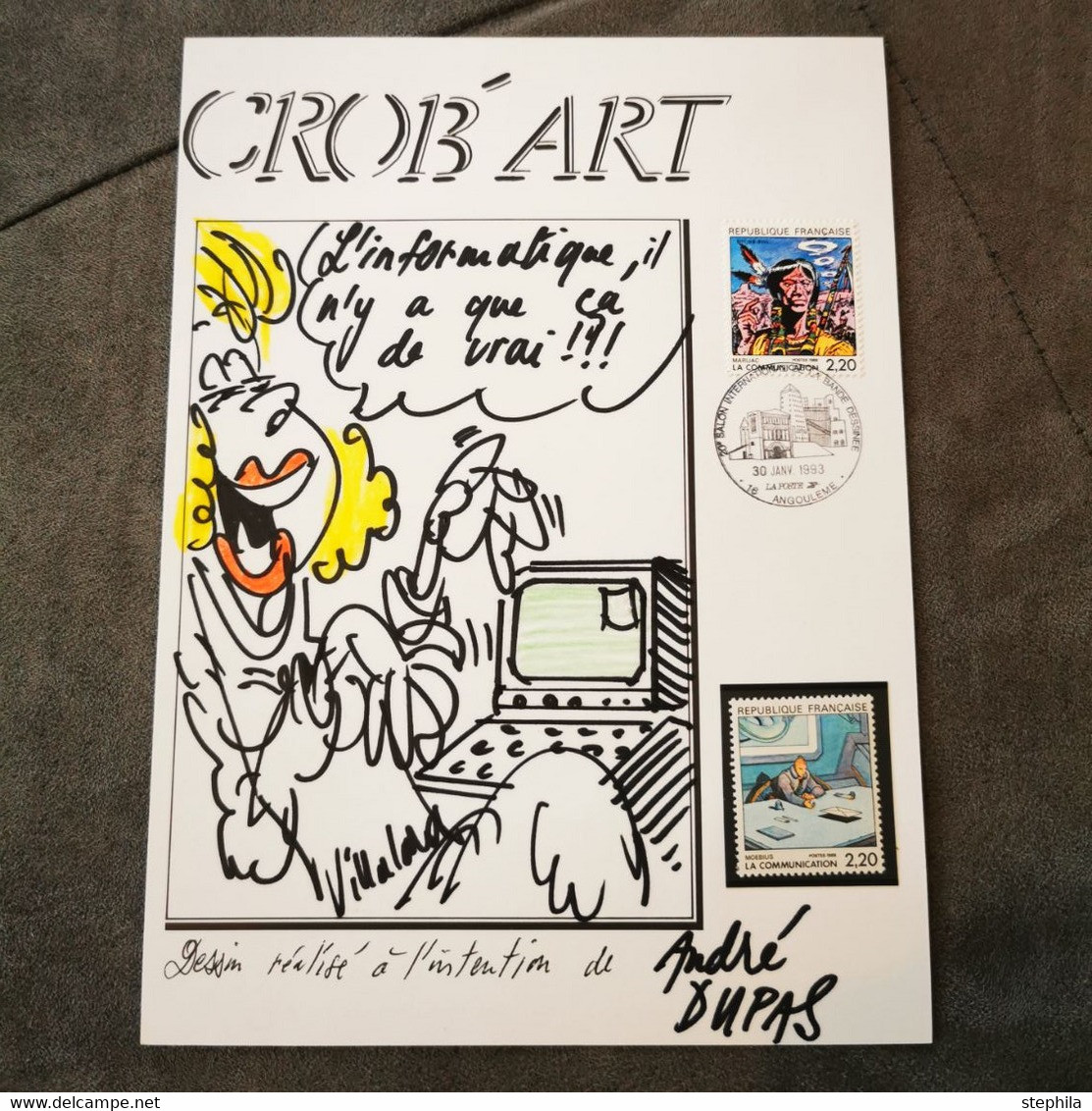 RARE ! ⭐ France FDC Encart LUXE Crob'Art Salon B.D. Bande Dessinée 1993 P.T.T Cern 1er Jour - Collection Timbre Poste ⭐ - 1990-1999