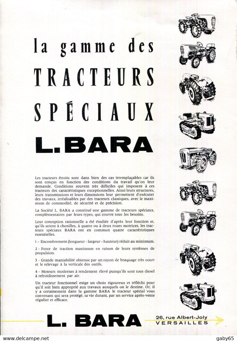 TRACTEURS SPECIAUX  " ITIMA.HOLDER.EICHER " IMPORTES PAR L.BARRA.VERSAILLES.Ets.CAREYRON AGENT REGIONAL.ALES. - Non Classés