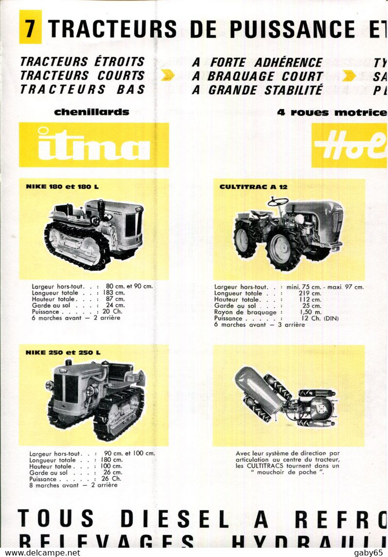 TRACTEURS SPECIAUX  " ITIMA.HOLDER.EICHER " IMPORTES PAR L.BARRA.VERSAILLES.Ets.CAREYRON AGENT REGIONAL.ALES. - Non Classés