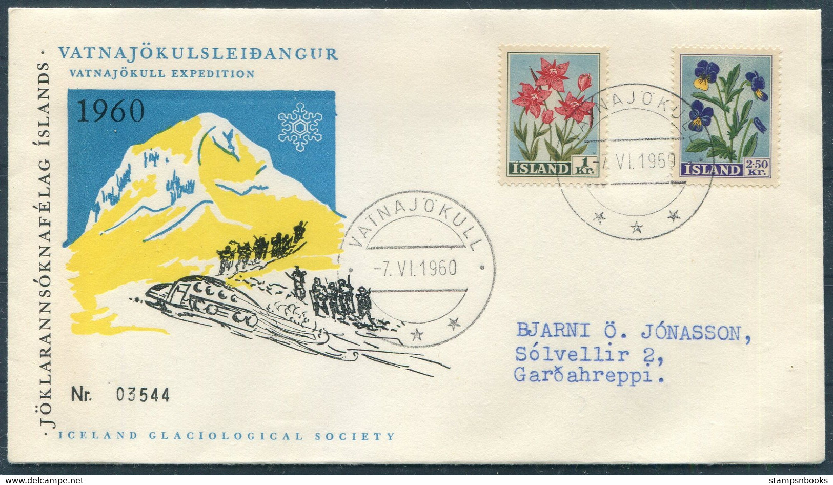 1960 Iceland Glaciological Society Vatnajökull Expedition Cover - Storia Postale