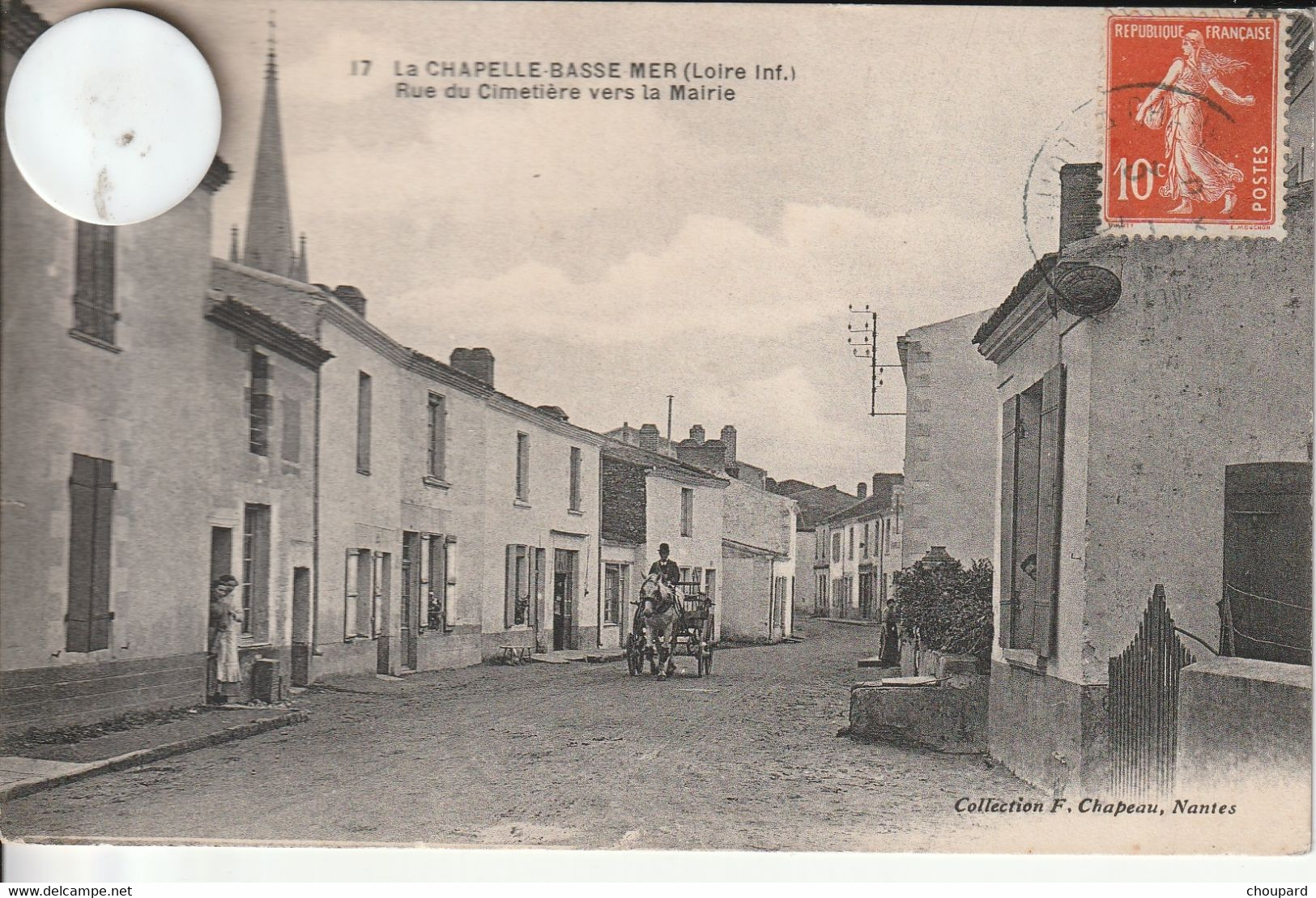 44 - Carte Postale Ancienne De La Chapelle Basse Mer Rue Du Cimetière Vers La Mairie - La Chapelle Basse-Mer