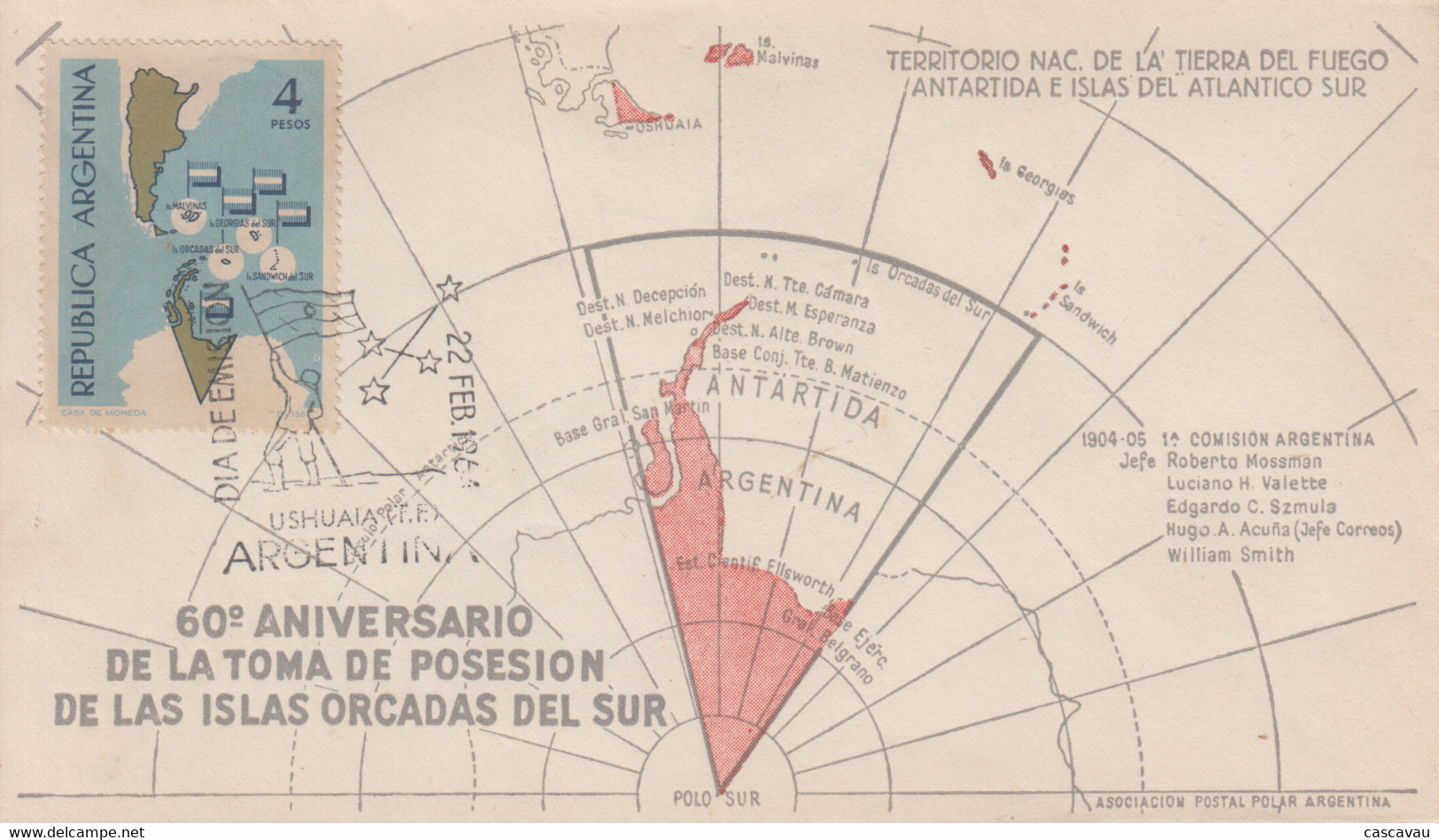 Enveloppe  FDC   1er  Jour   ARGENTINE   Terre  Antarctique  Argentine   1964 - FDC