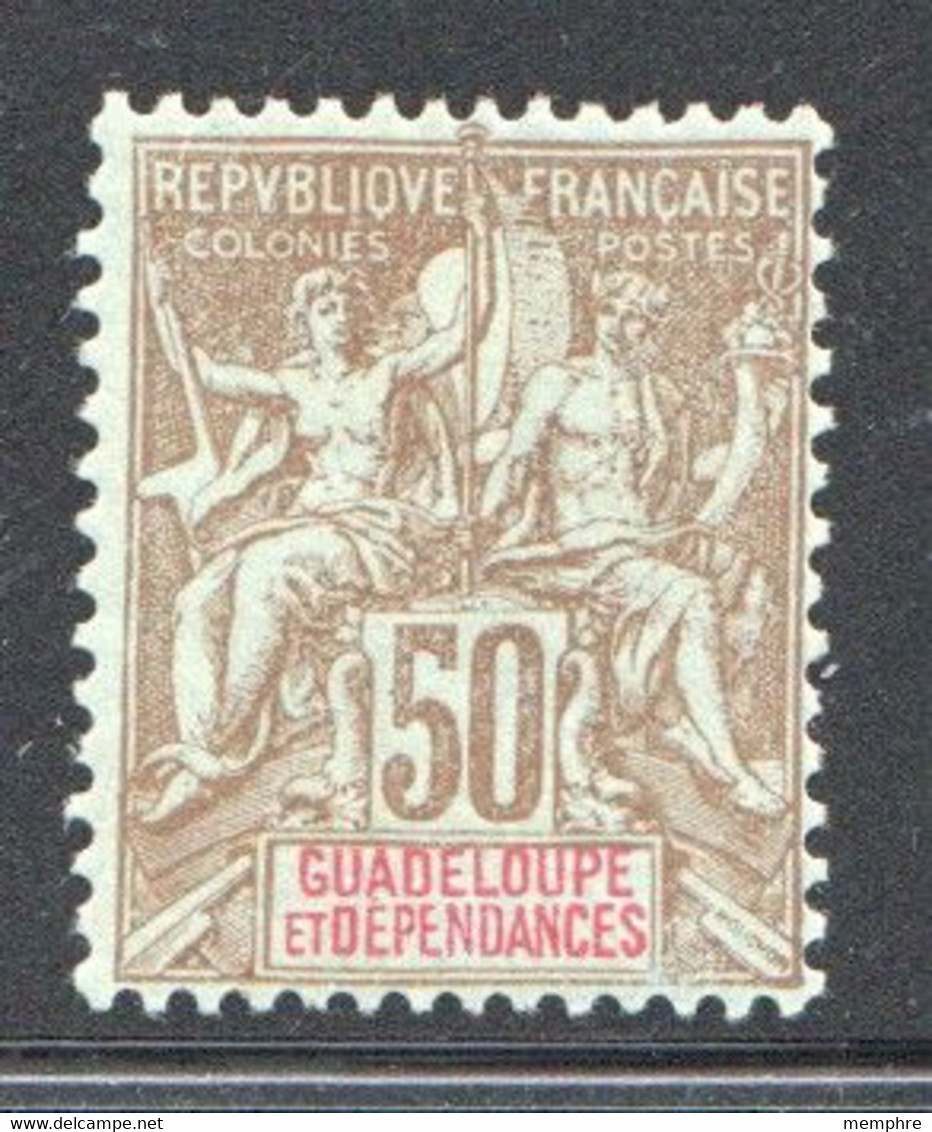 Type Sage 50 Cent Bistre Sur Bleuté  Yv 44 * Charnière Très Légère - Used Stamps