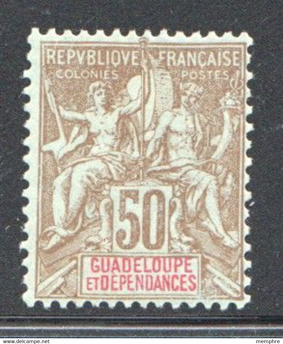 Type Sage 50 Cent Bistre Sur Bleuté  Yv 44 * Charnière Très Légère - Oblitérés