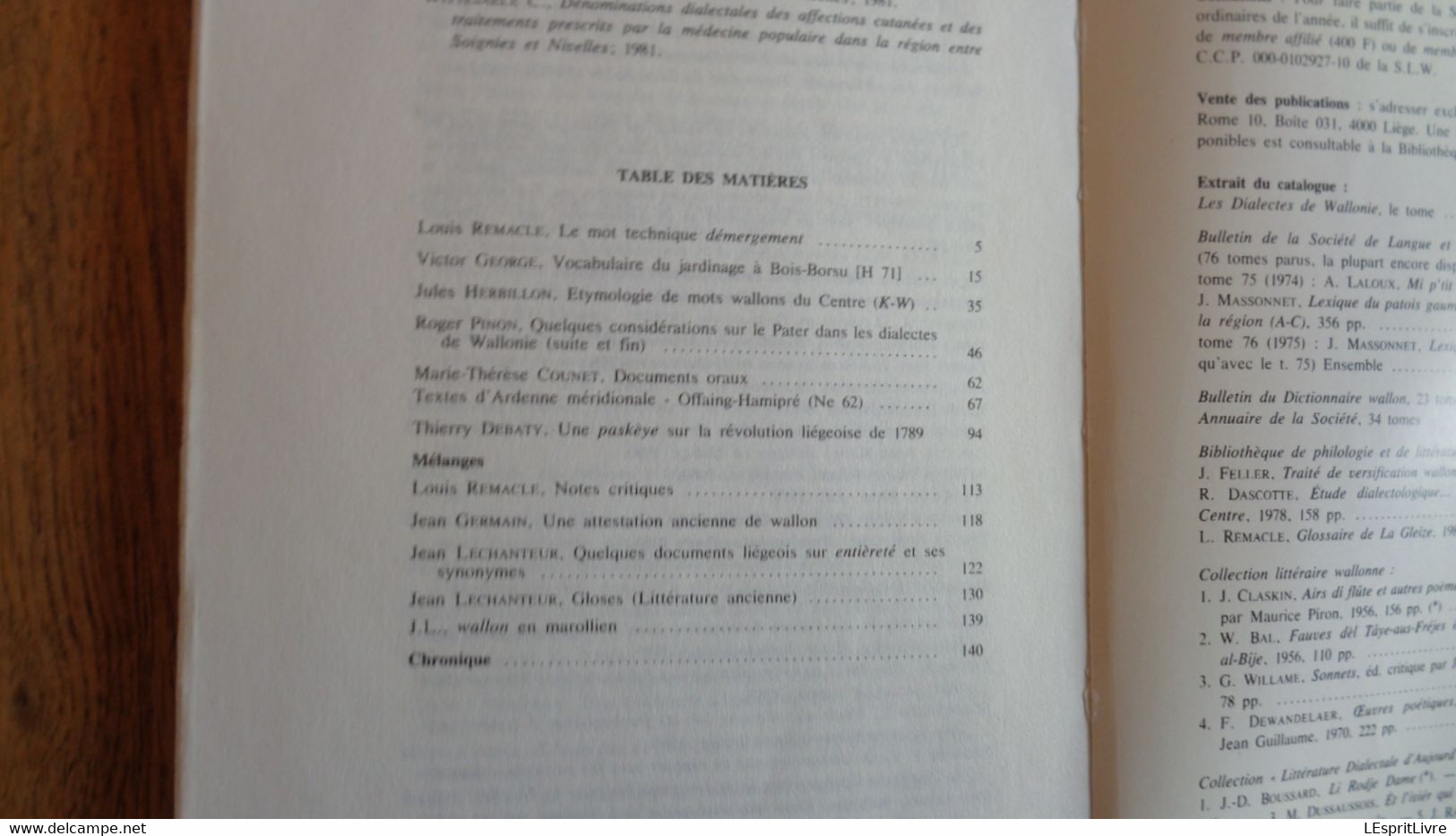 LES DIALECTES DE WALLONIE Tome 10 1982 Régionalisme Patois Wallon Littérature Vocabulaire Bois Borsu Pater Offaing - Belgique