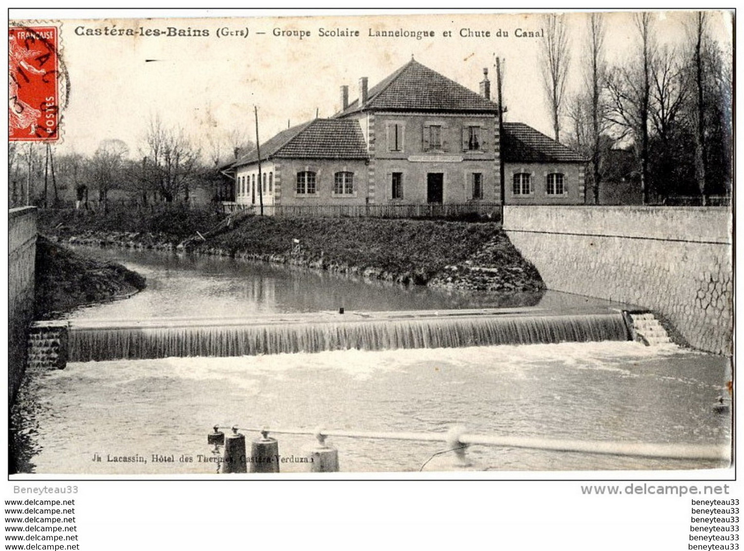 CPA (Réf :J091) Castéra-les-Bains (GERS 32) Groupe Scolaire Lannelongue Et Chute Du Canal - Castera