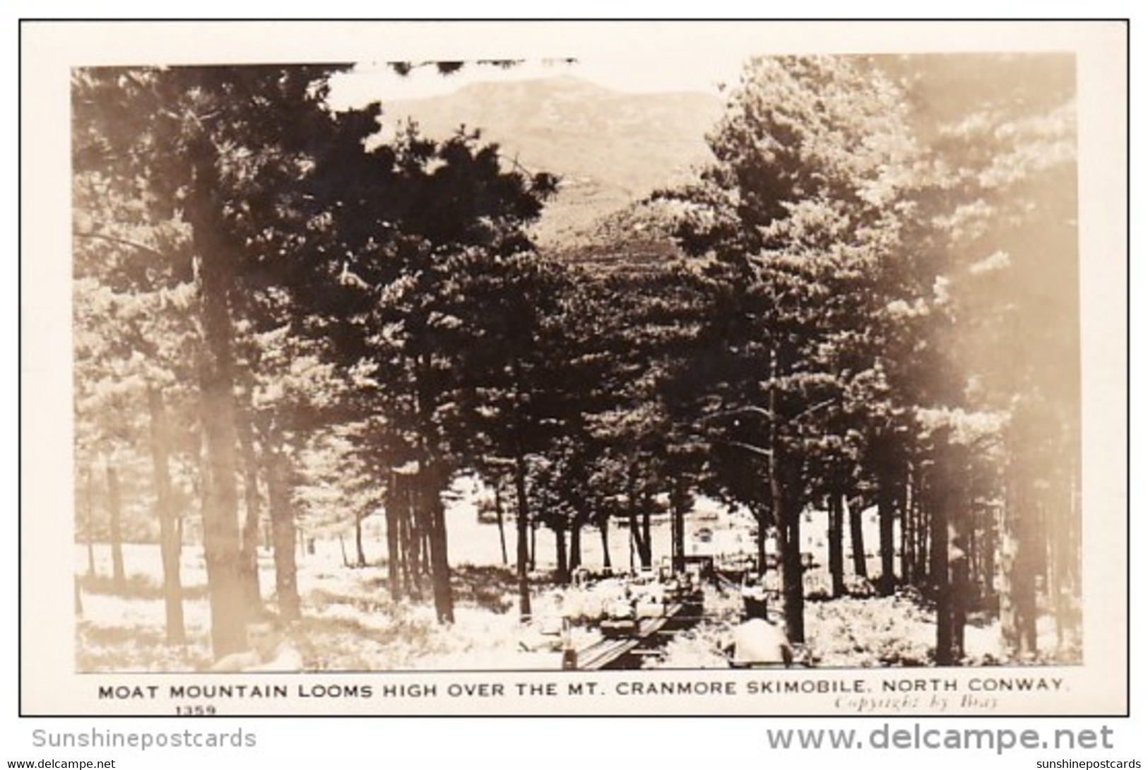 Moat Mountain Looms High Aver Mount Cranmore Skimobile North Conway New Hampshire Real Photo - White Mountains