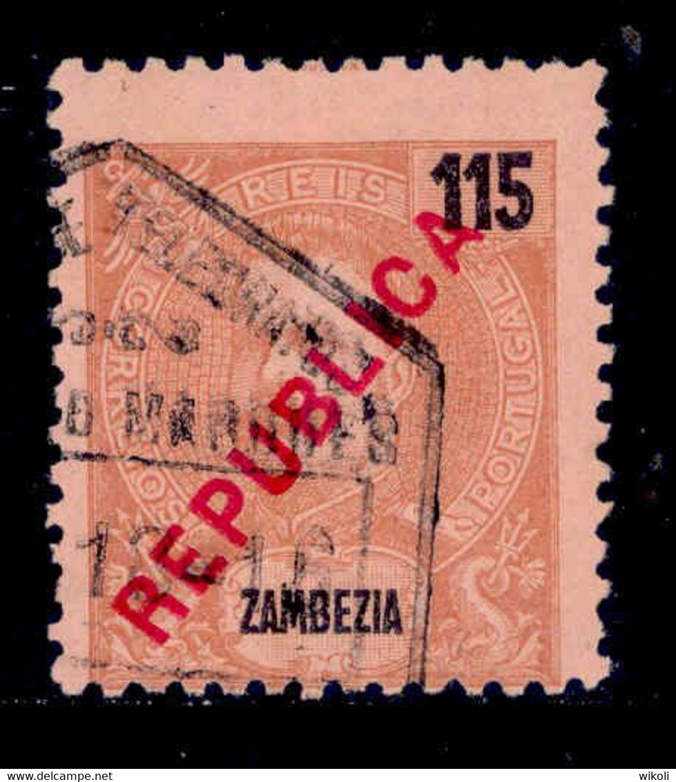 ! ! Zambezia - 1917 King Carlos Local Republica 115 R - Af. 97 - Used - Zambezië