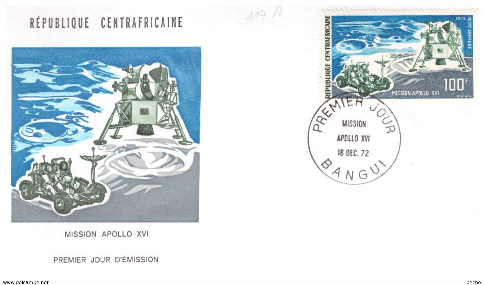 N°289 N -FDC République Centrafricaine -mission Apollo XVI - Africa