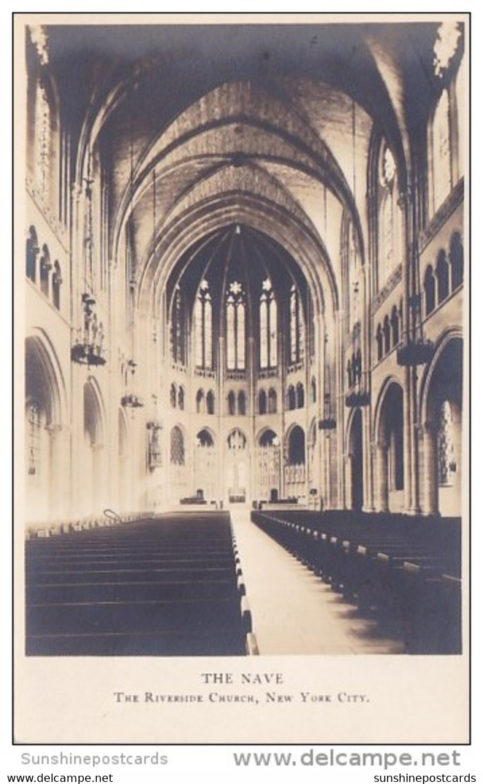 The Nave The Riverside Church New York City New York Real Photo - Églises