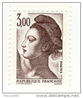 Liberté 3fr Brun YT 2243c En GOMME MATE Et PAPIER MAT . Pas Courant , Voir Le Scan . Cote YT : 5 € Maury N° 2248a : 5 € - Unused Stamps