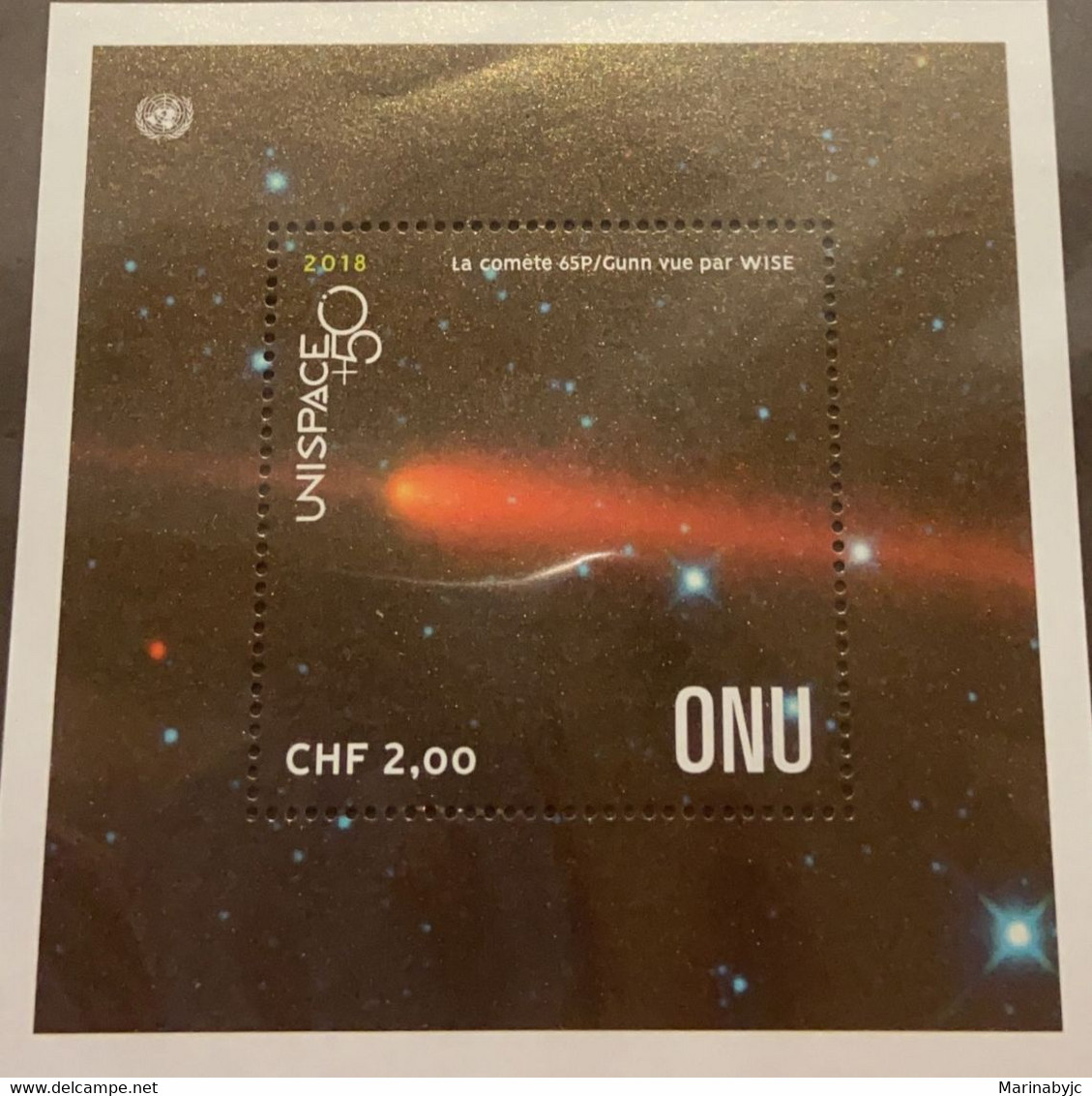 SP) 2018 NEW YORK ONU, UNIESPACE+50, COMET 65P CAPTURED NASA WIDE-FIELD WISE, SOUVENIR SHEET, MNH - Sonstige & Ohne Zuordnung