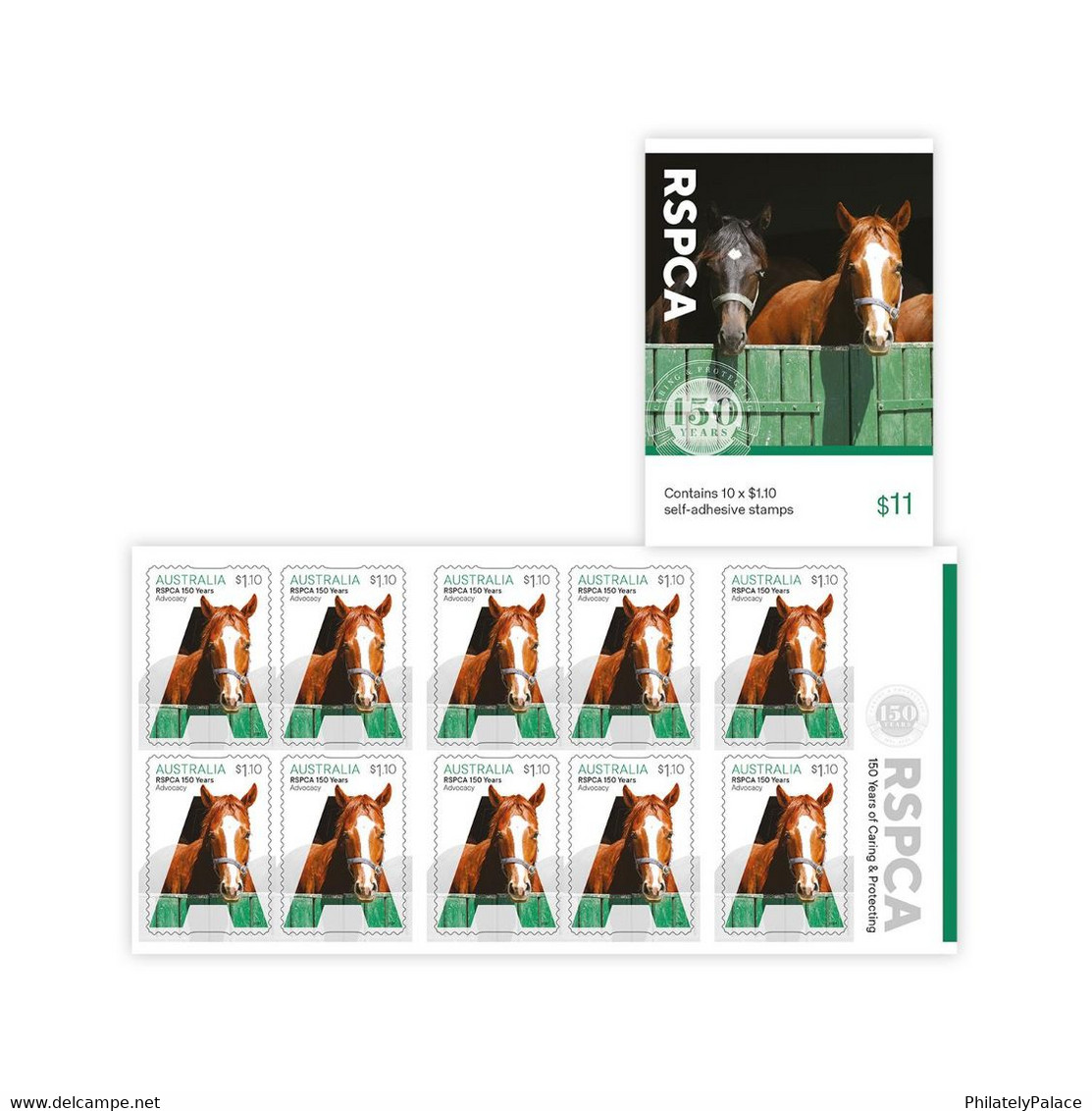 AUSTRALIA 2021 RSPCA: 150 Years Horse Postal Booklet Of 10x $1.10 Advocacy Stamps   (**) - Briefe U. Dokumente