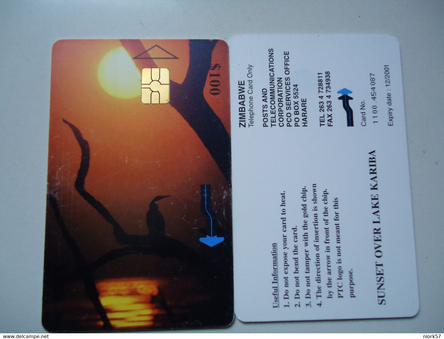 ZIMBABWE  USED CARDS  BIRDS BIRDS   SUNSET - Zimbabwe