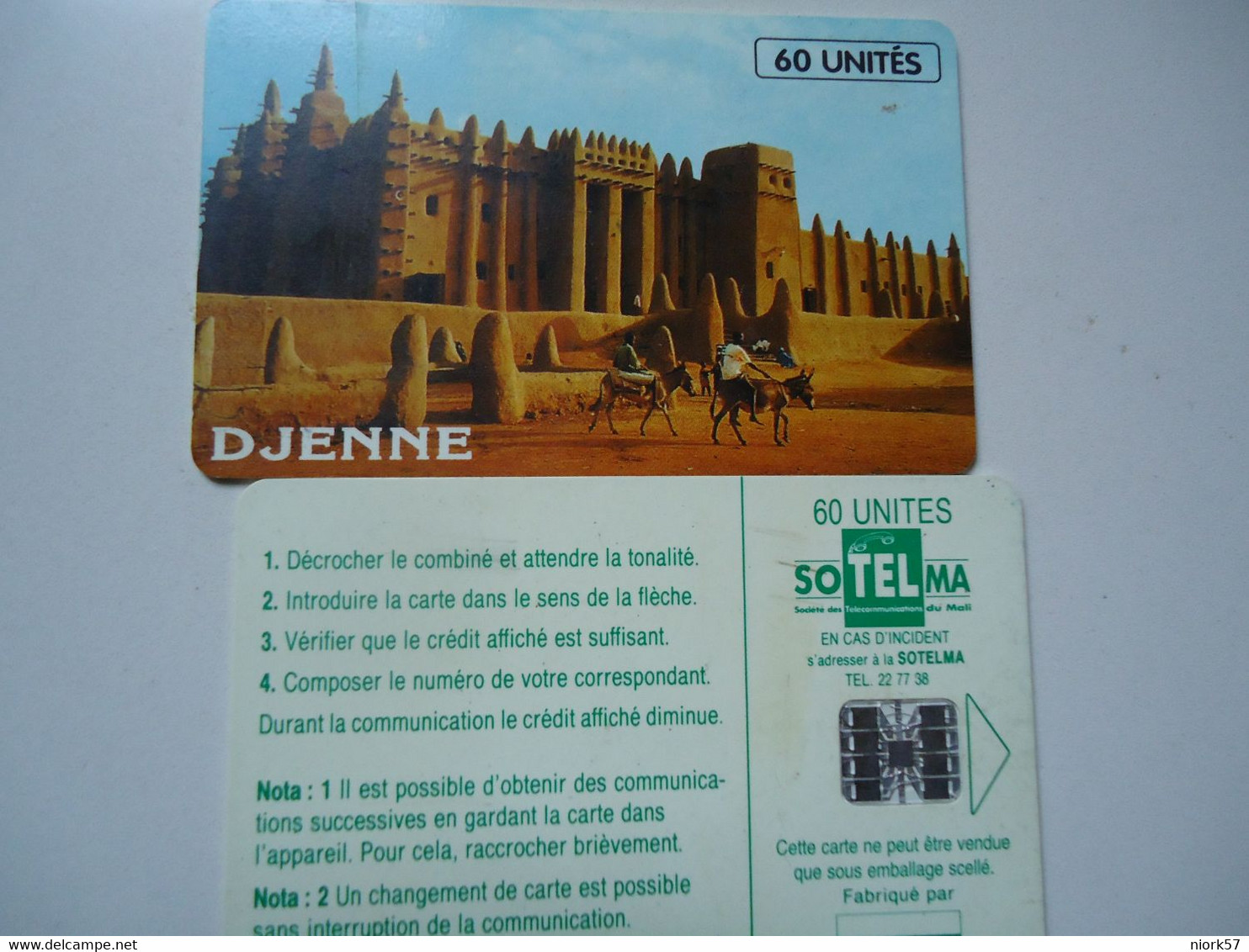 MALI  USED CARDS  LANDSCAPES MONUMENTS  DJENNE UNITS 60 - Malí