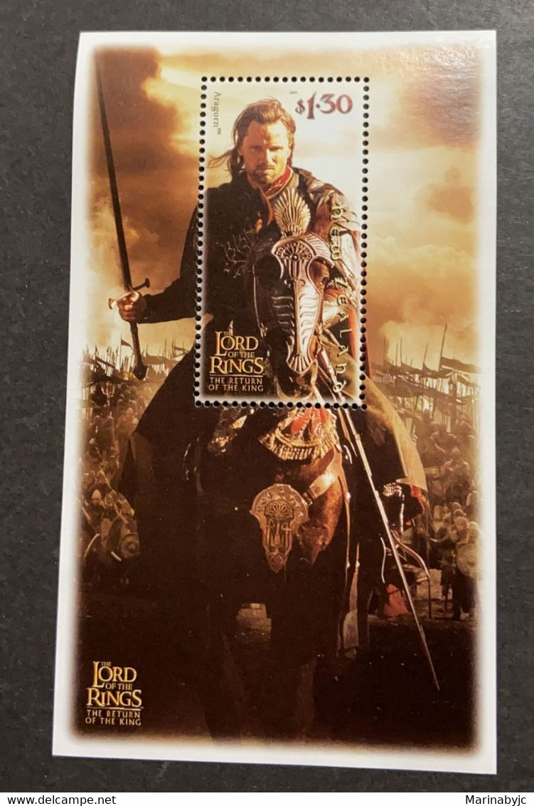 SP)  2003 NEW ZEALAND, ARAGORN RETURN OF THE KING, THE LORD OF THE  RINGS, SOUVENIR SHEET, MNH - Otros & Sin Clasificación