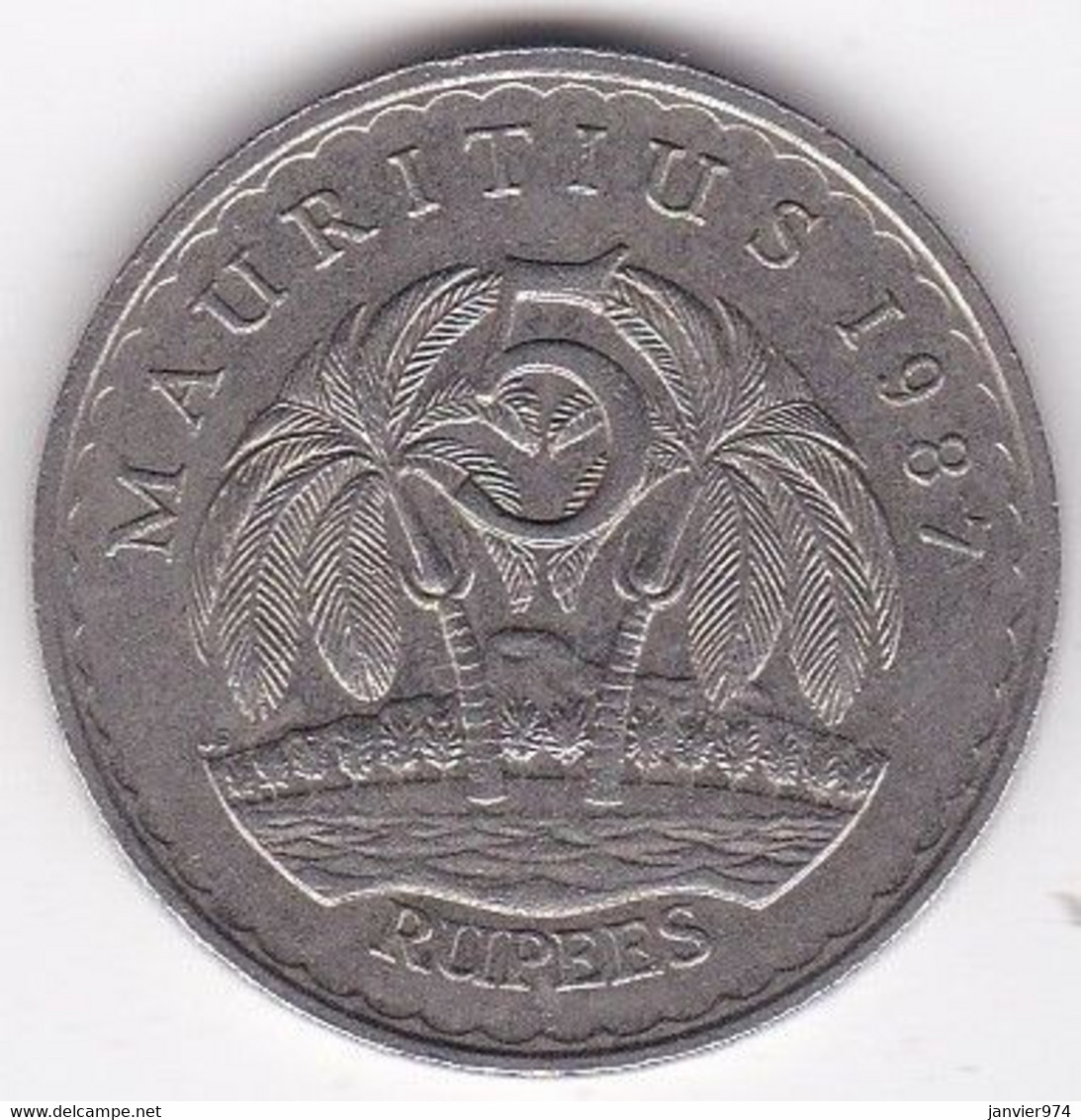 Maurice 5 Rupees 1987, Seewoosagur Ramgoolam, En Cupronickel , KM# 56 - Maurice