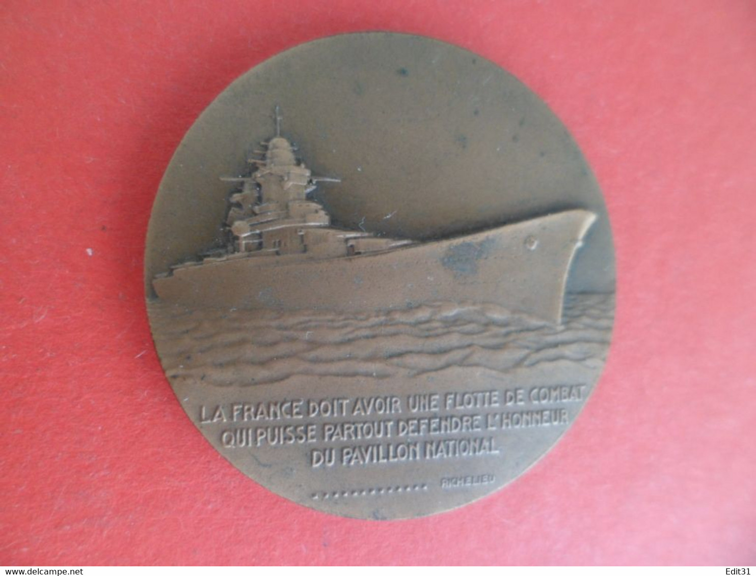 Médaille Bronze Militaire Bateau Marine Croiseur : EAMF - Prix De TOUR - BENON - Signé H. DUBOIS - Saint Mandrier Var - Bateaux