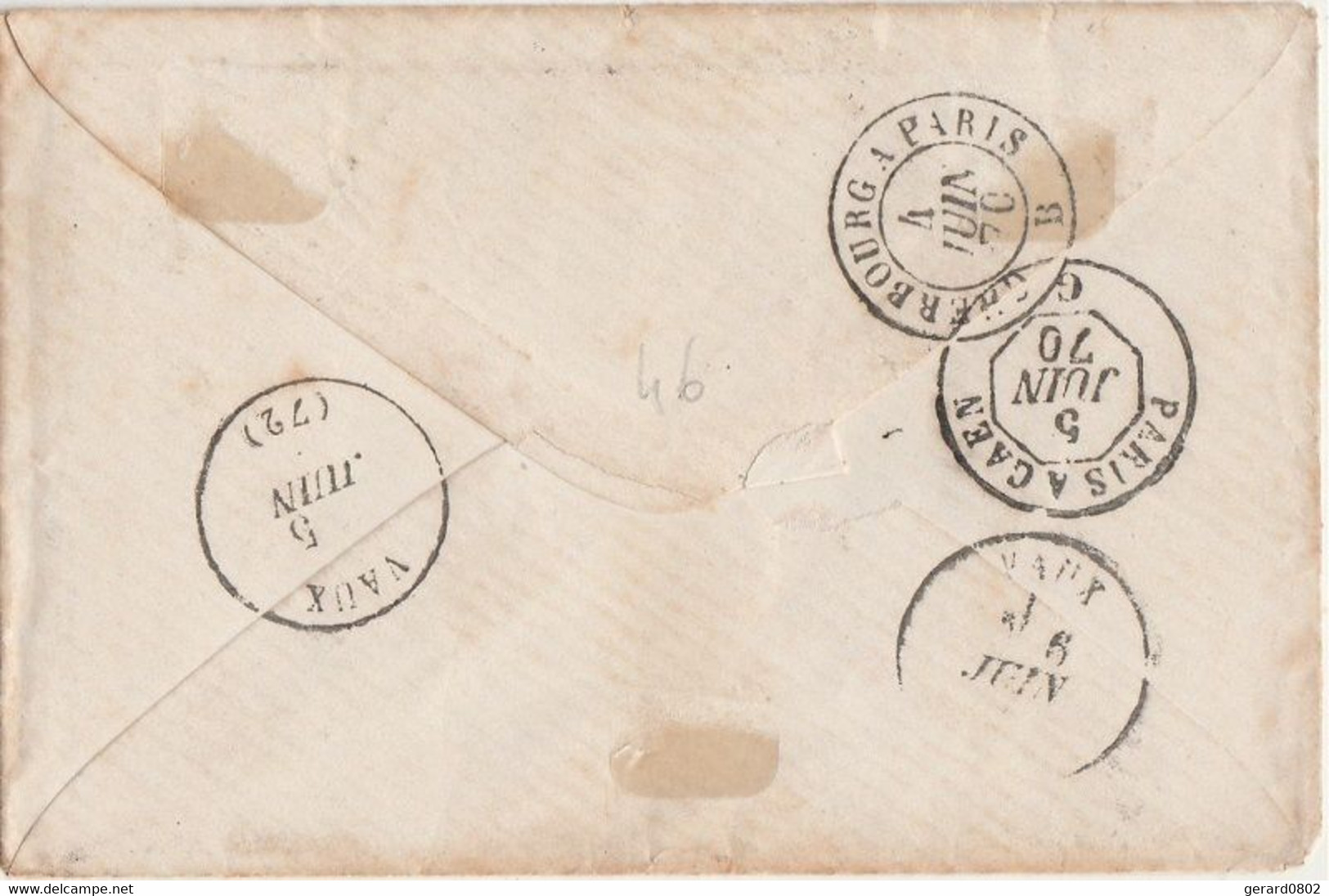 GROS CHIFFRES - CALVADOS - LETTRE DE CABOURG - GC 4736 - 1849-1876: Classic Period