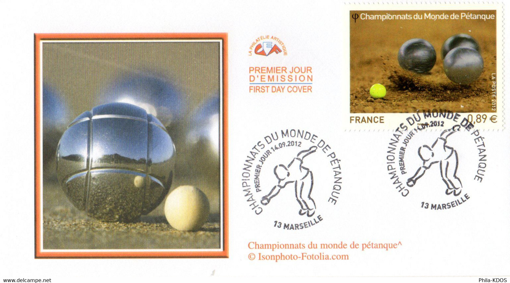 " CHAMPIONNATS DU MONDE DE PETANQUE "  Sur Enveloppe 1er Jour De 2012. N° YT 4684 Parfait état. FDC - Bowls