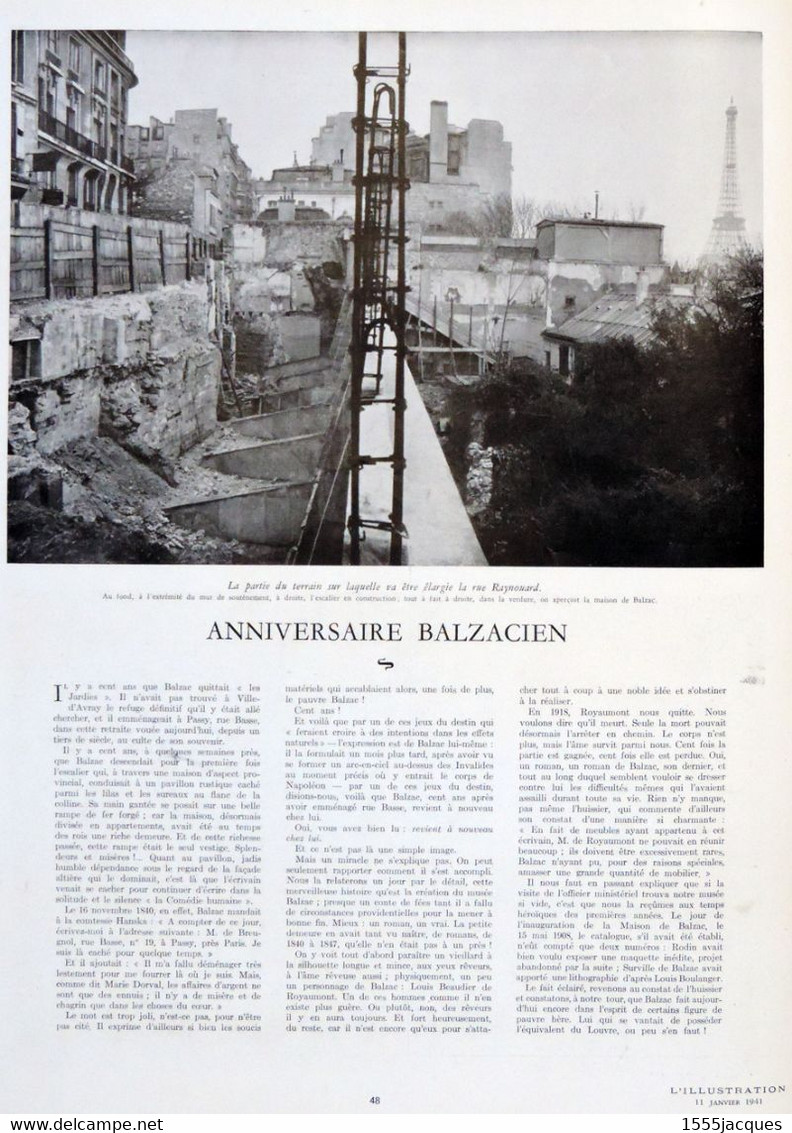 L'ILLUSTRATION N° 5105 11-01-1941 D’ARSONVAL CINÉMA DOUBLAGE MARSEILLE MEILHAN LA PORCHERIE BRUITEUR RAYNOUARD BALZAC