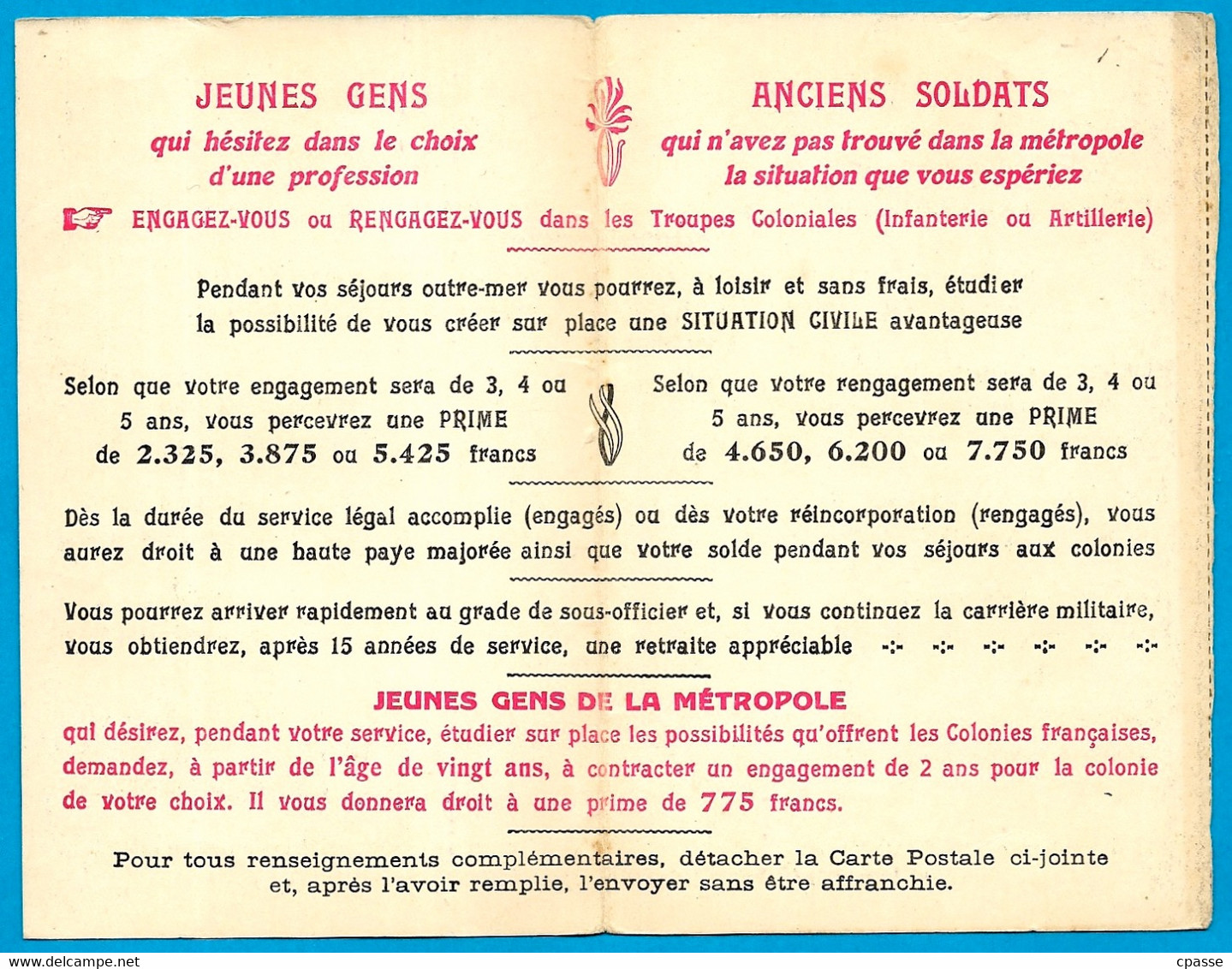 CPA (réduite à 2 Volets) " ENGAGEZ-VOUS Ou RENGAGEZ-VOUS Dans Les TROUPES COLONIALES " * Recrutement Militaire MILITARIA - Doisneau