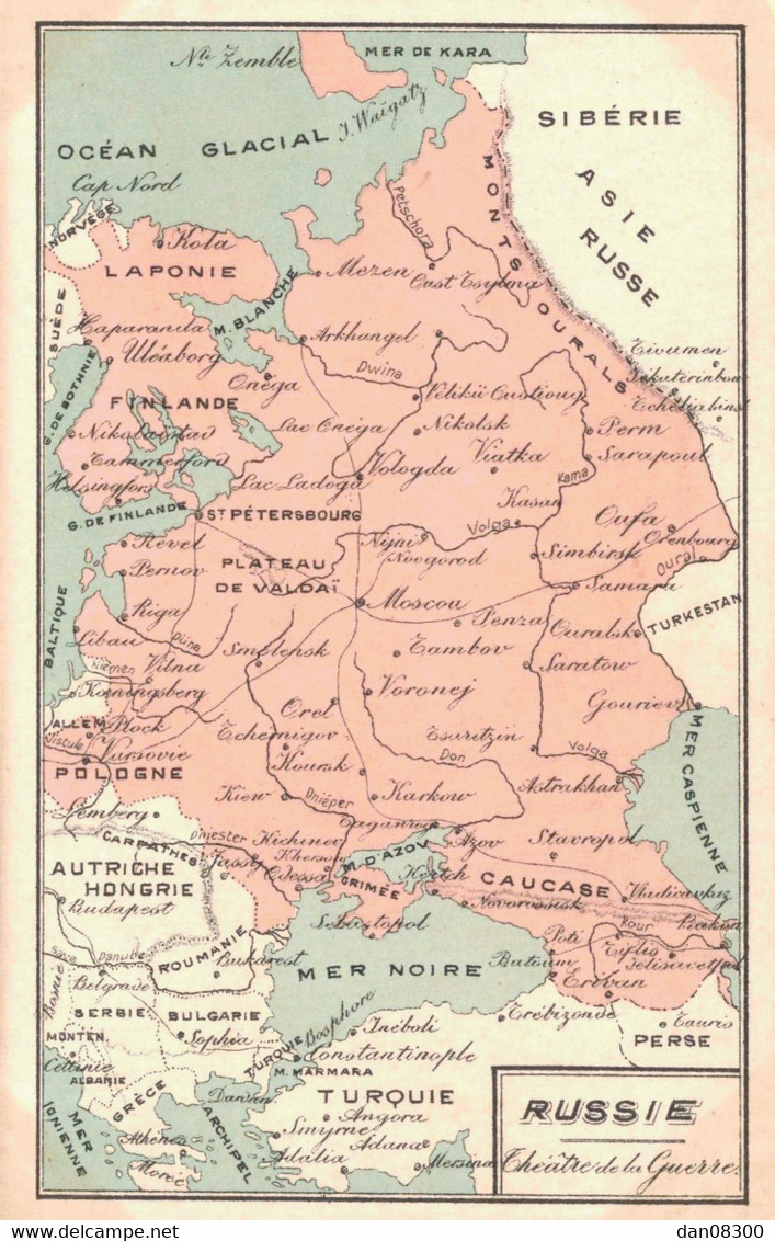 CARTE GEOGRAPHIQUE DE LA RUSSIE THEATRE DE LA GUERRE - War 1914-18