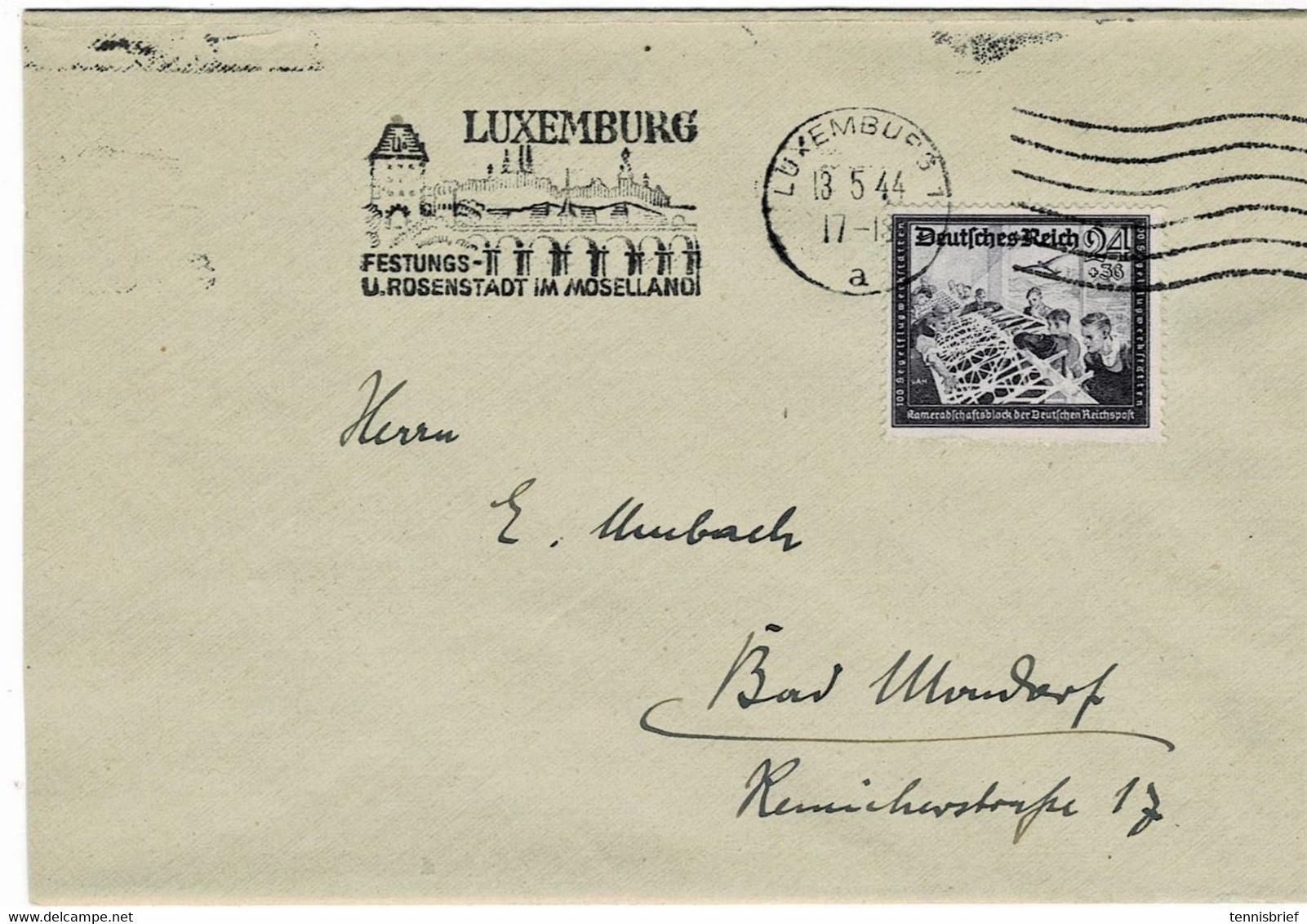 1944, 24 Pfg. Kameradschaft, Klarer Werbe-Stp. " Luxemburg " , A6226 - 1940-1944 Occupation Allemande