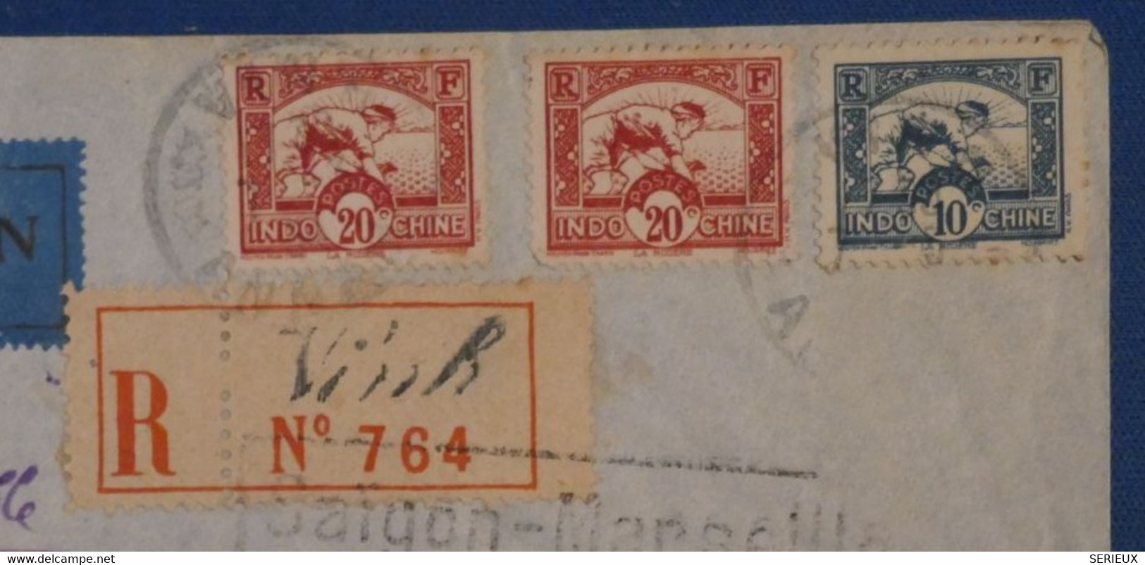 AL2  INDOCHINE  BELLE LETTRE RECOM.  1934 PETIT BUREAU  VINH  POUR  DOYET FRANCE ++++ AFFR .INTERESSANT - Airmail