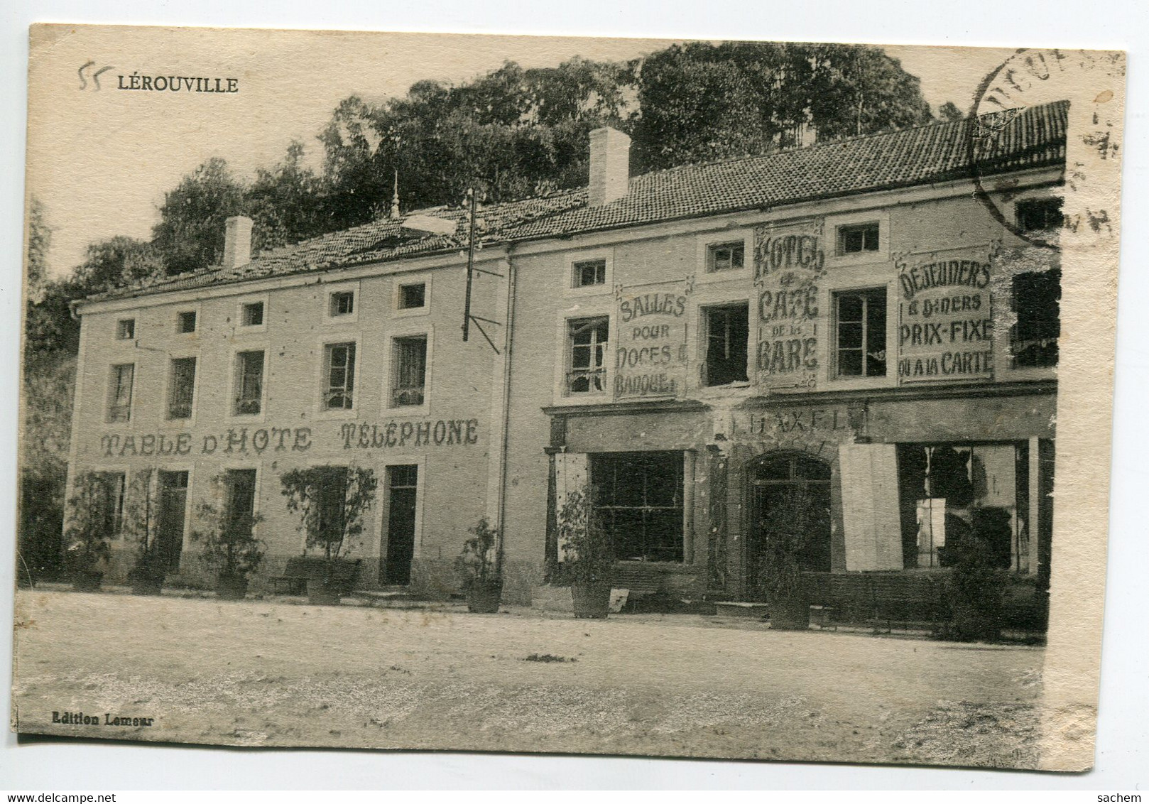 55 LEROUVILLE Commerce HOTEL Et CAFE De La Gare Table  D'Hote Edit Lemeur écrite En 1915     D01 2019 - Lerouville