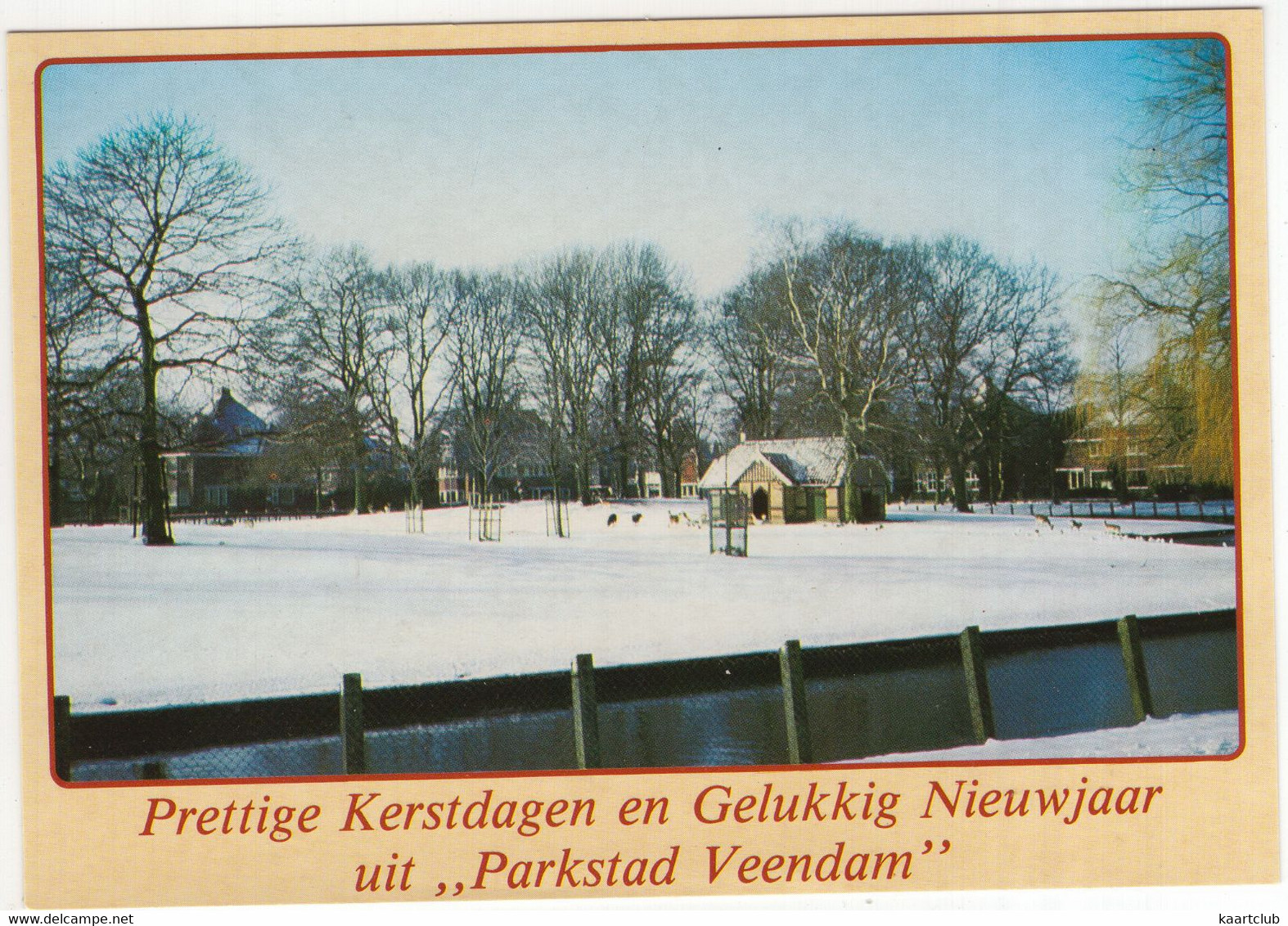 Prettige Feestdagen En Gelukkig Nieuwjaar Uit 'Parkstad Veendam' - Hertenkamp, Sneeuw - (Groningen, Nederland) - Veendam