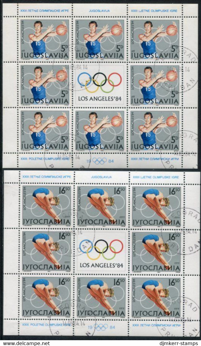 YUGOSLAVIA 1984  Olympic Games, Los Angeles  Sheetlets Used.  Michel 2048-51 - Hojas Y Bloques