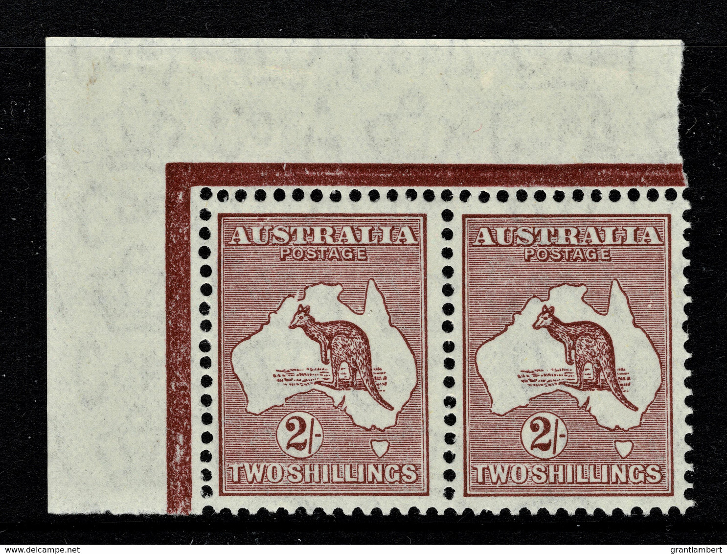 Australia 1935 Kangaroo 2/- Maroon C Of A Wmk Die II Corner Pair MNH - Variety - Mint Stamps