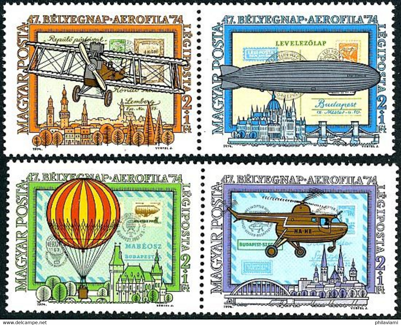 Hongrie Hungary Ungarn 1974 Mil Mi-1 Hare, Graf Zeppelin ( Yvert PA 372, Michel 2986, St Gibbons 2913, Scott C 354) - Hélicoptères