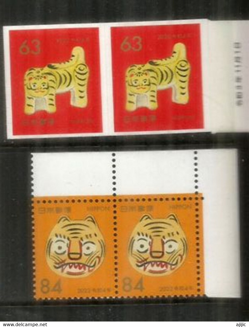 2022. ANNÉE DU TIGRE  /  YEAR OF TIGER.   4 Timbres Neufs ** En Paires Se-tenant, Bord De Feuille - Ungebraucht