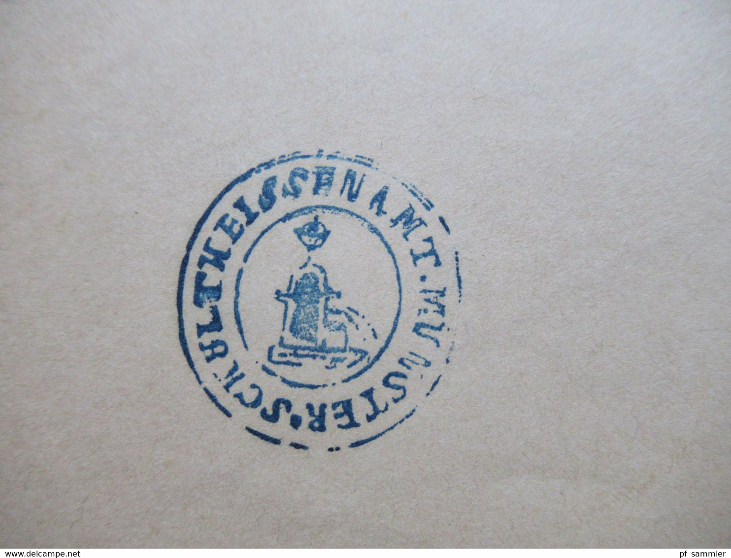 AD Württemberg 1892 Ganzsachen Umschlag U Dienstpost Blauer Dienststempel Schultheissenamt Munster - Postal  Stationery